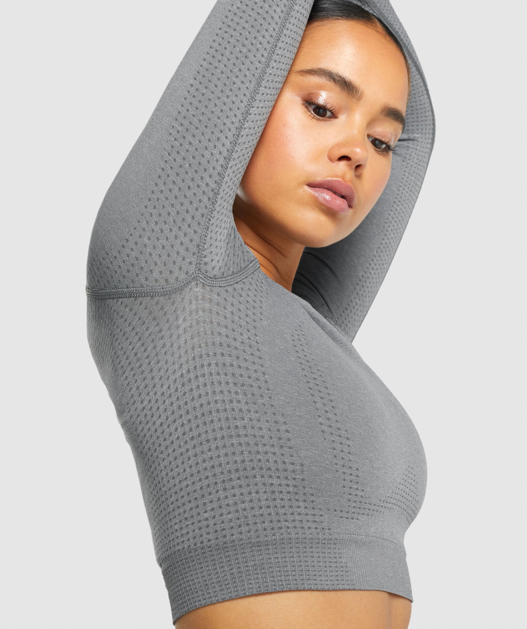 Vital Seamless 2.0 Long Sleeve Crop Top in Smokey Grey Marl - view 5