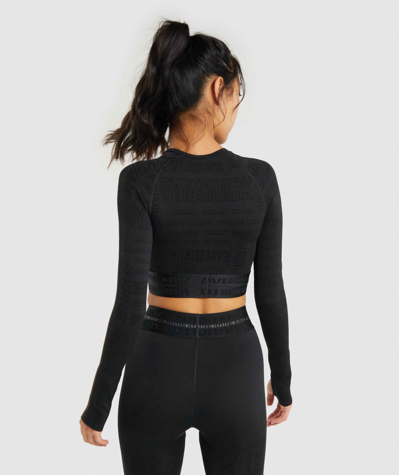 Vision Long Sleeve Crop Top in Black - view 3