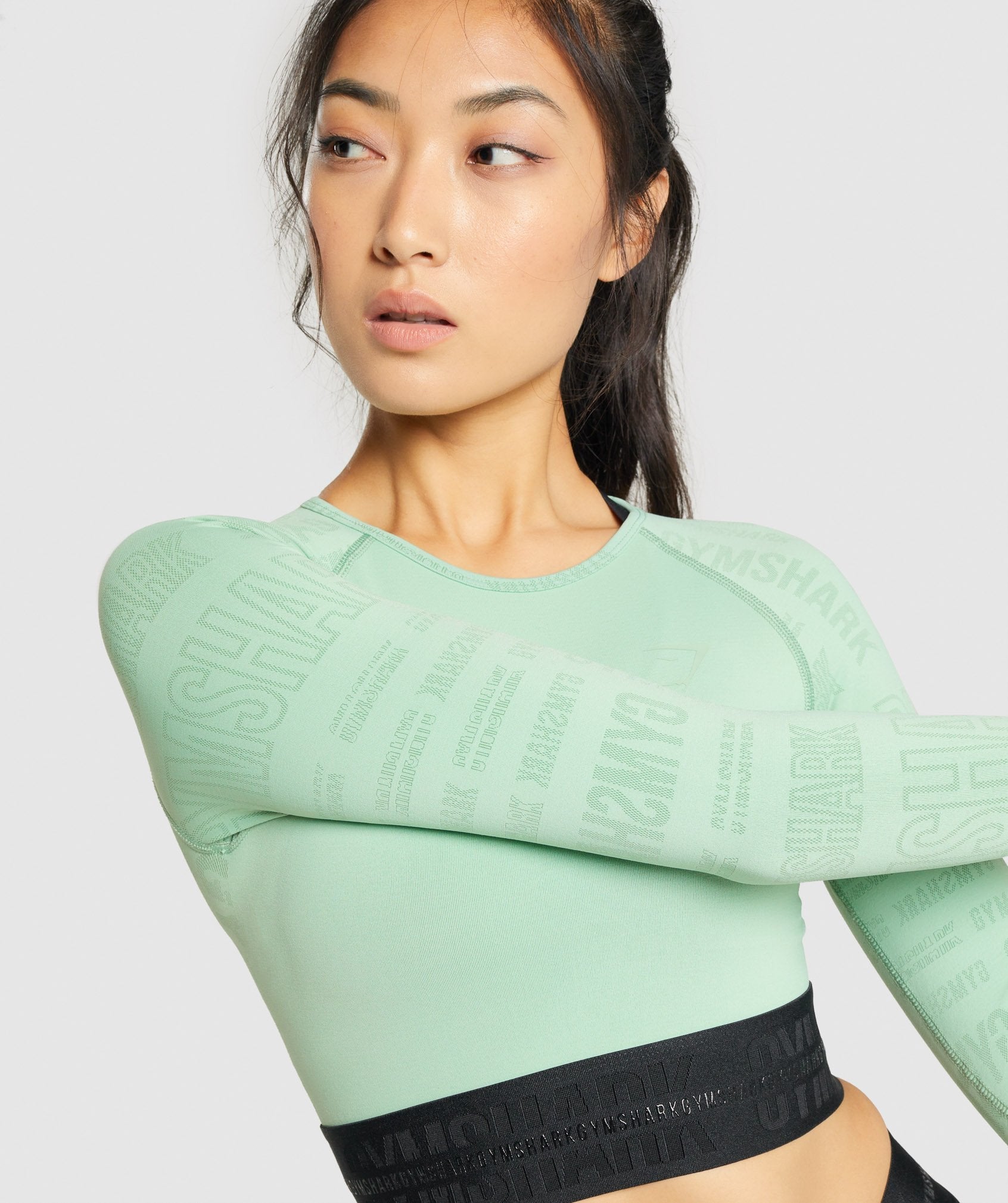 Vision Long Sleeve Crop Top in Green - view 6