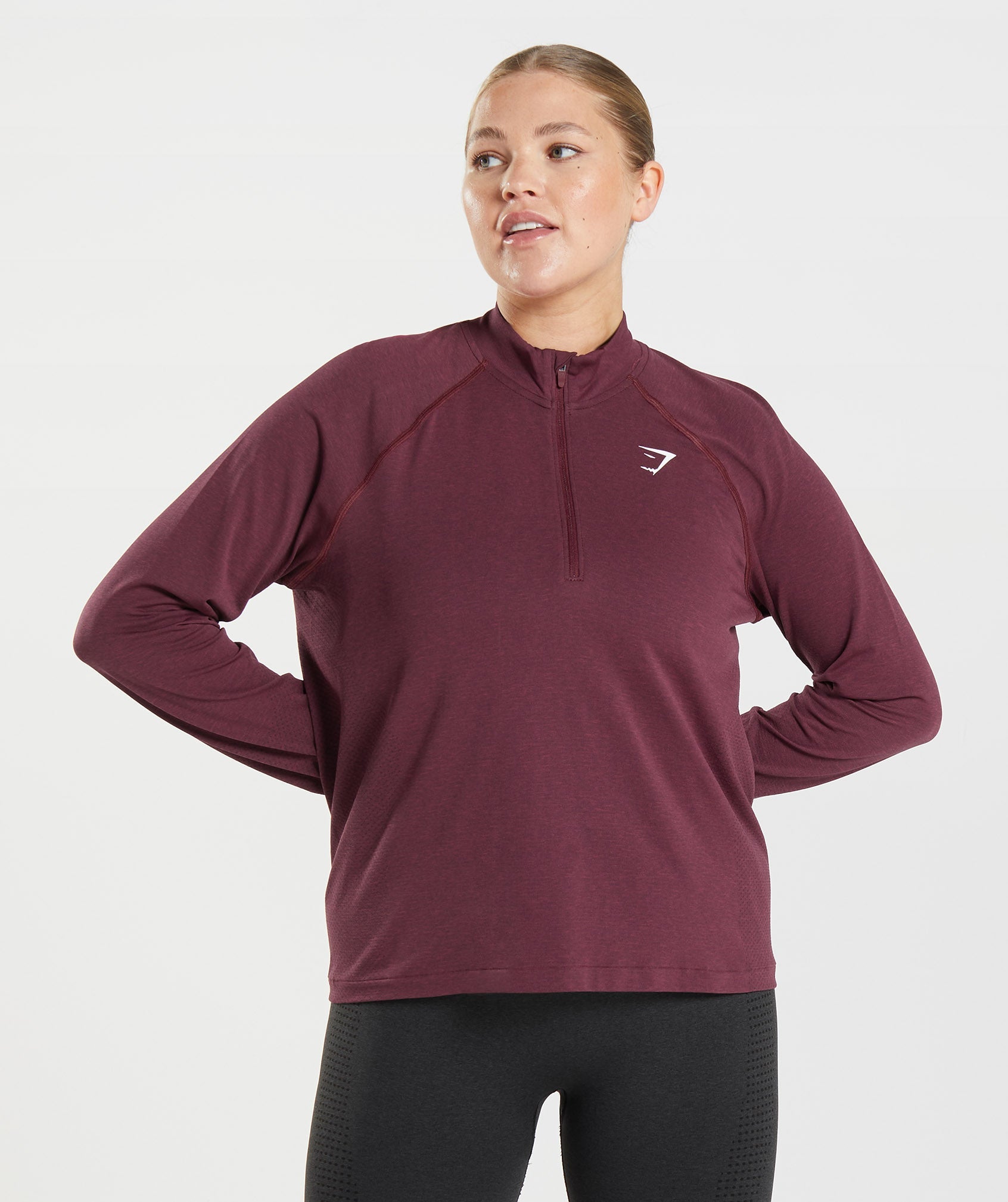 Vital Seamless 2.0 1/2 Zip Pullover in Baked Maroon Marl - view 1