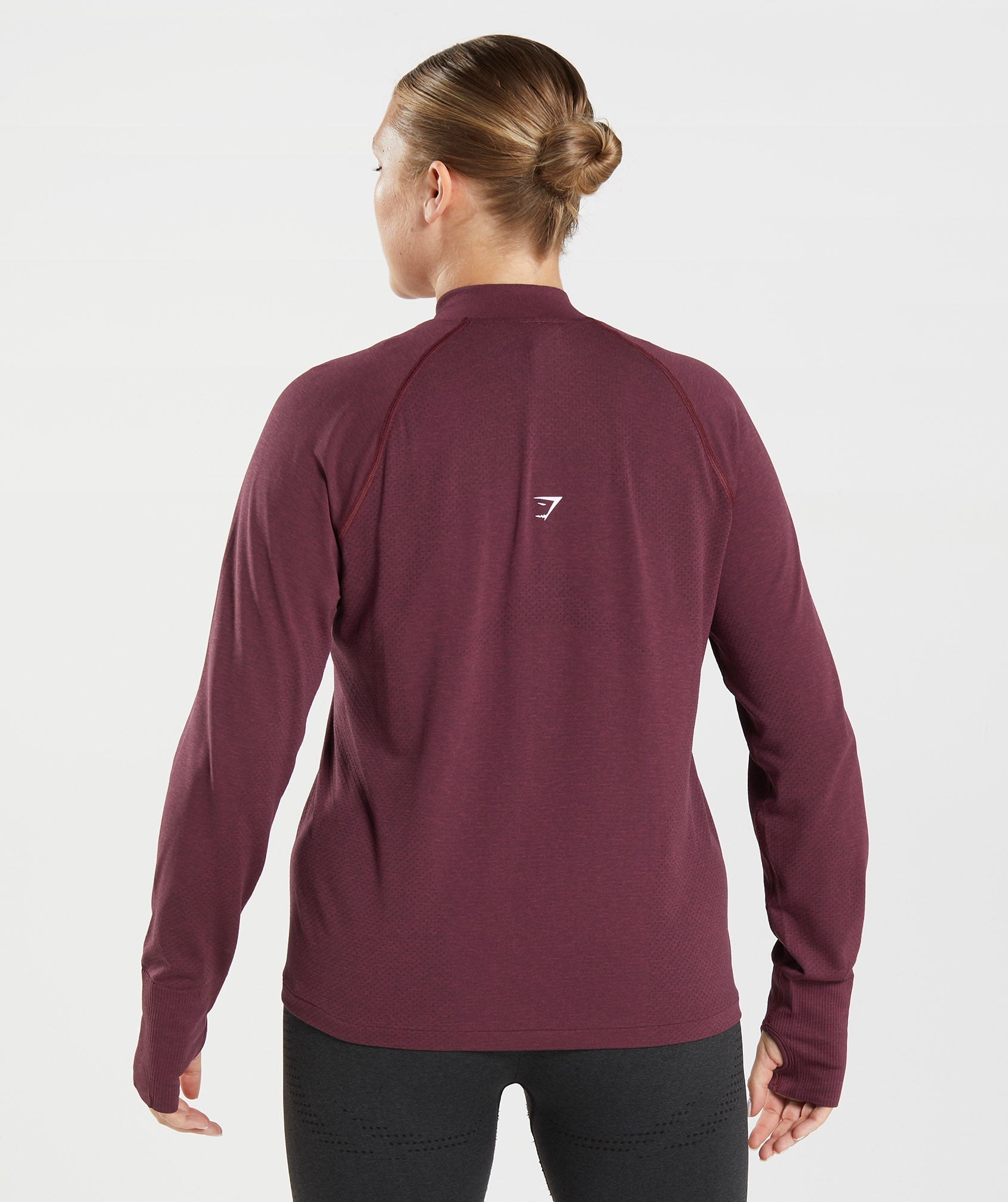 Vital Seamless 2.0 1/2 Zip Pullover in Baked Maroon Marl - view 2