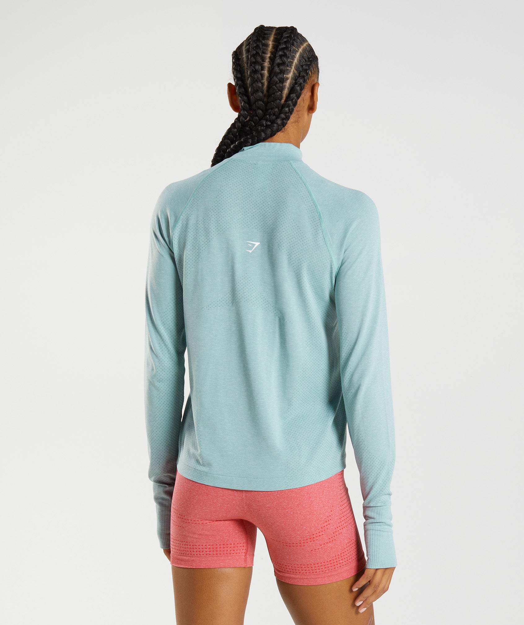 Vital Seamless 2.0 1/2 Zip Pullover in Pearl Blue Marl - view 2