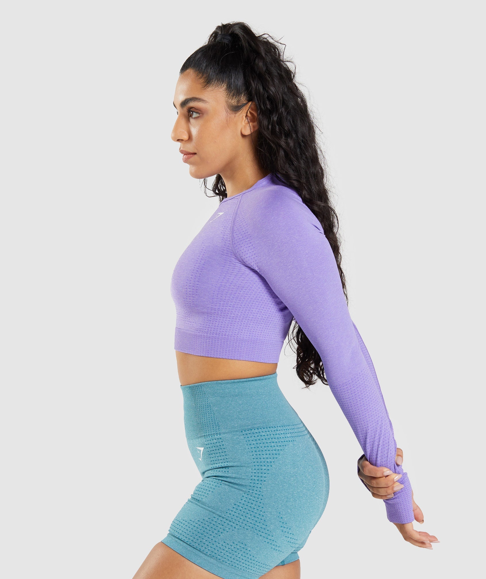 Gymshark Womens Adapt Camo Seamless Long Sleeve Crop Top Purple Small - $30  - From Savannah