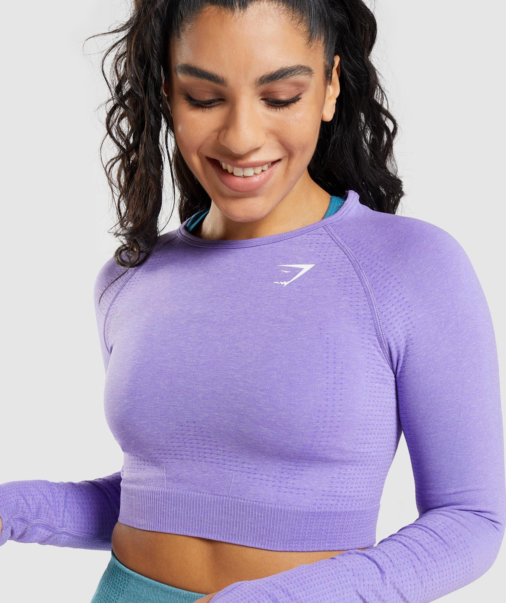 Gymshark Vital Seamless Long Sleeve Crop Top – Purple