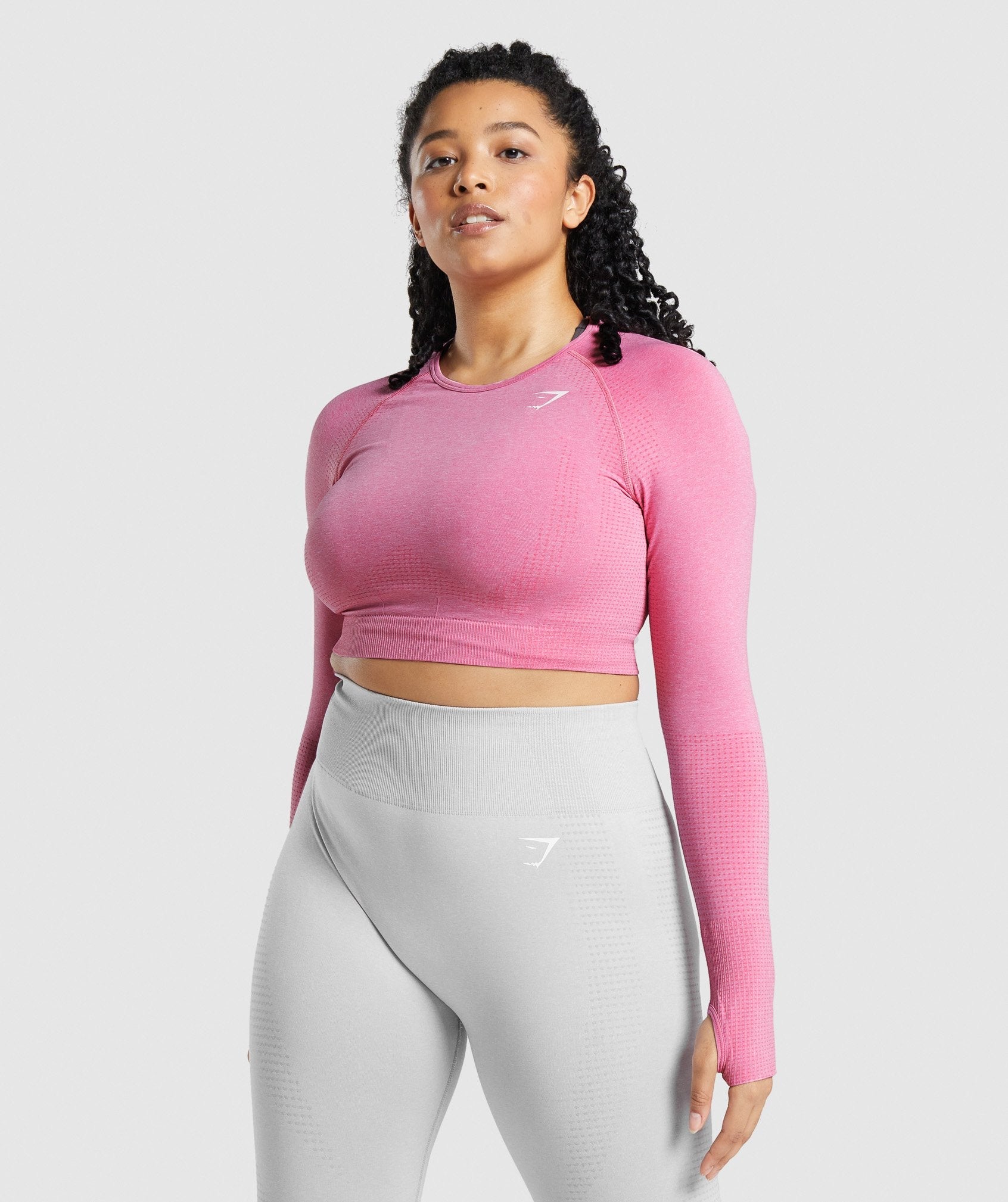 Vital Seamless 2.0 Long Sleeve Crop Top in Pink Marl