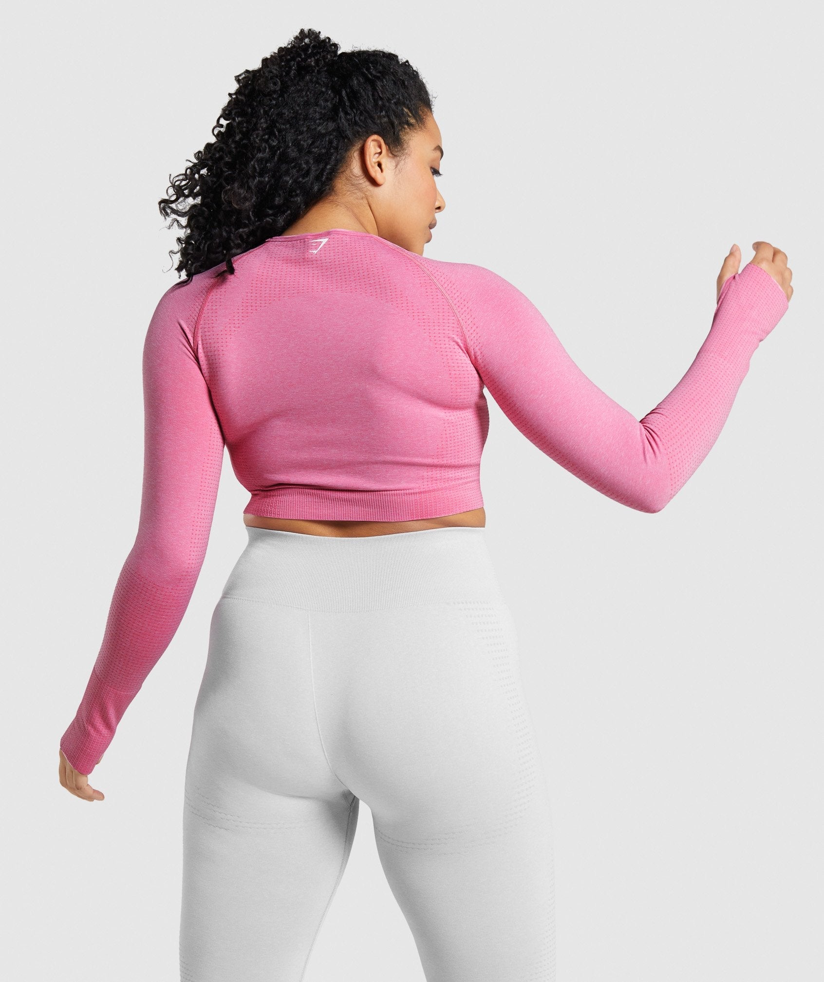 Gymshark Vital Seamless Long Sleeve Crop Top XS Purple Pink Marl Stretch  Active