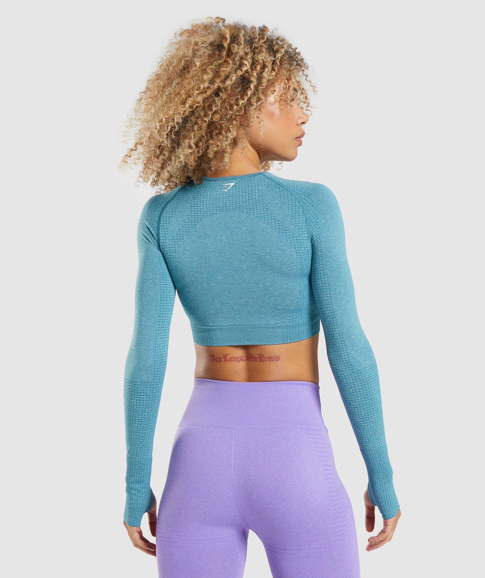 Vital Seamless 2.0 Long Sleeve Crop Top in Tahoe Teal Marl - view 2