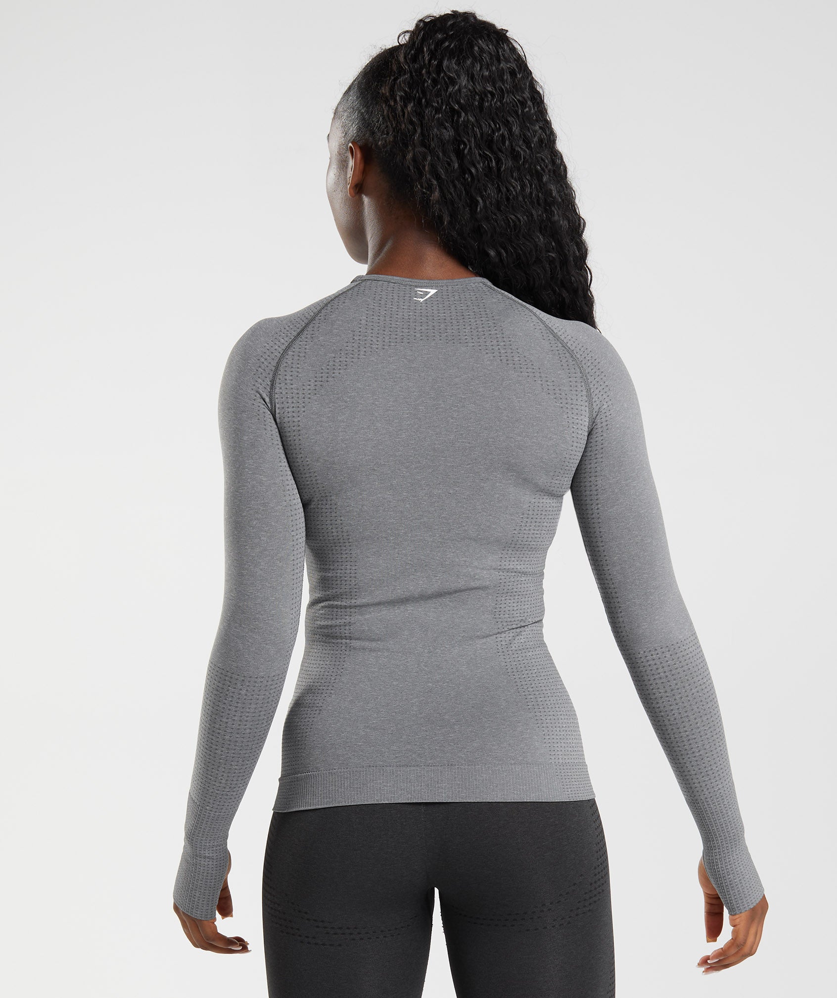 Gymshark, Tops, Gymshark Vital Seamless Long Sleeve Crop Top Smokey Grey  Marl Size Small