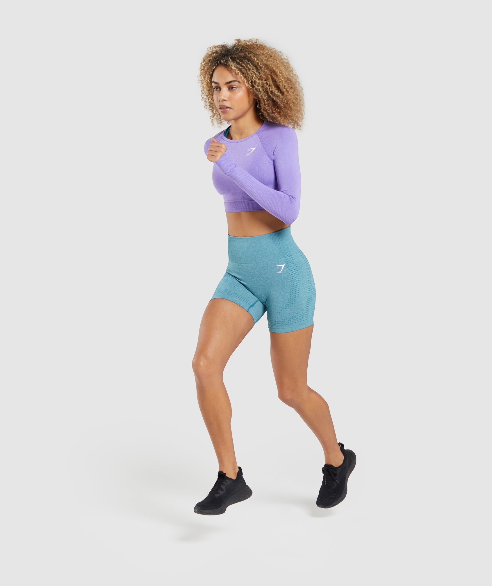 Vital Seamless 2.0 Shorts in Tahoe Teal Marl - view 4