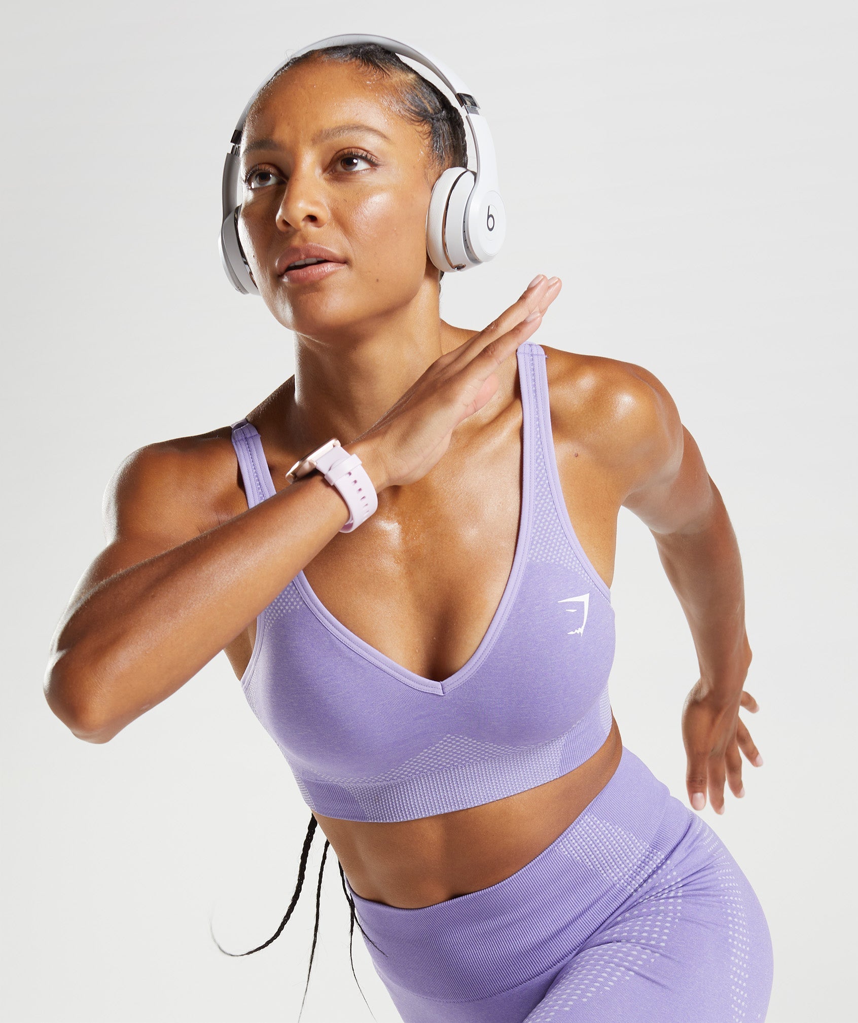 Vital Seamless 2.0 V Neck Sports Bra in Digital Violet Marl - view 6