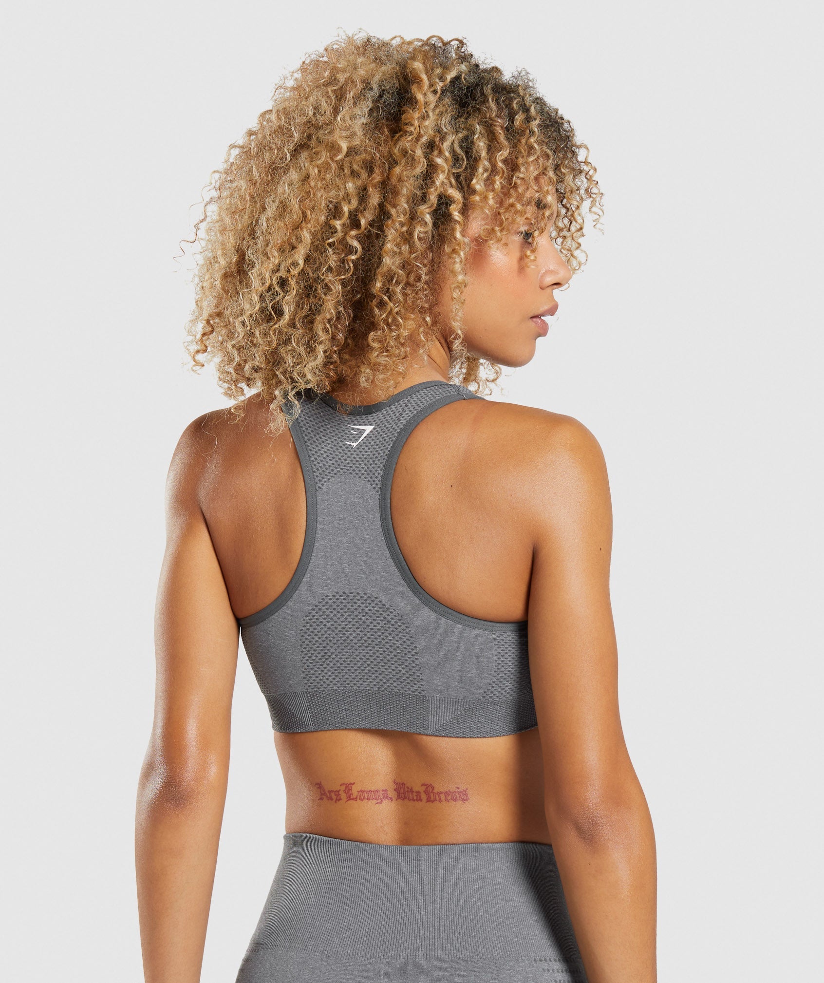 Gymshark Vital Rise Seamless Sports Bra - Light Grey Marl - Size Small