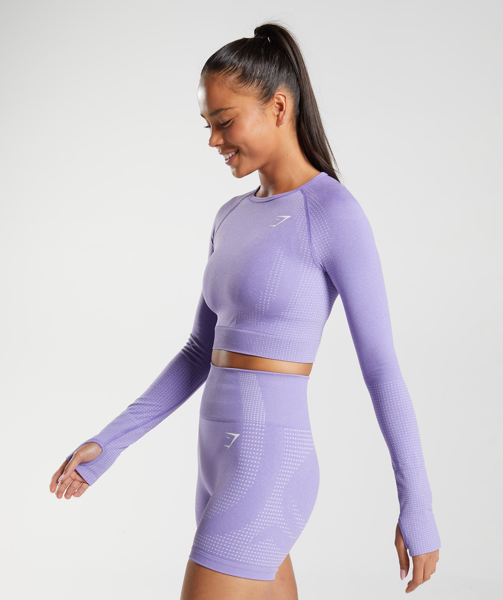 Gymshark Hoodie Womens Small Cropped Long Sleeve Purple