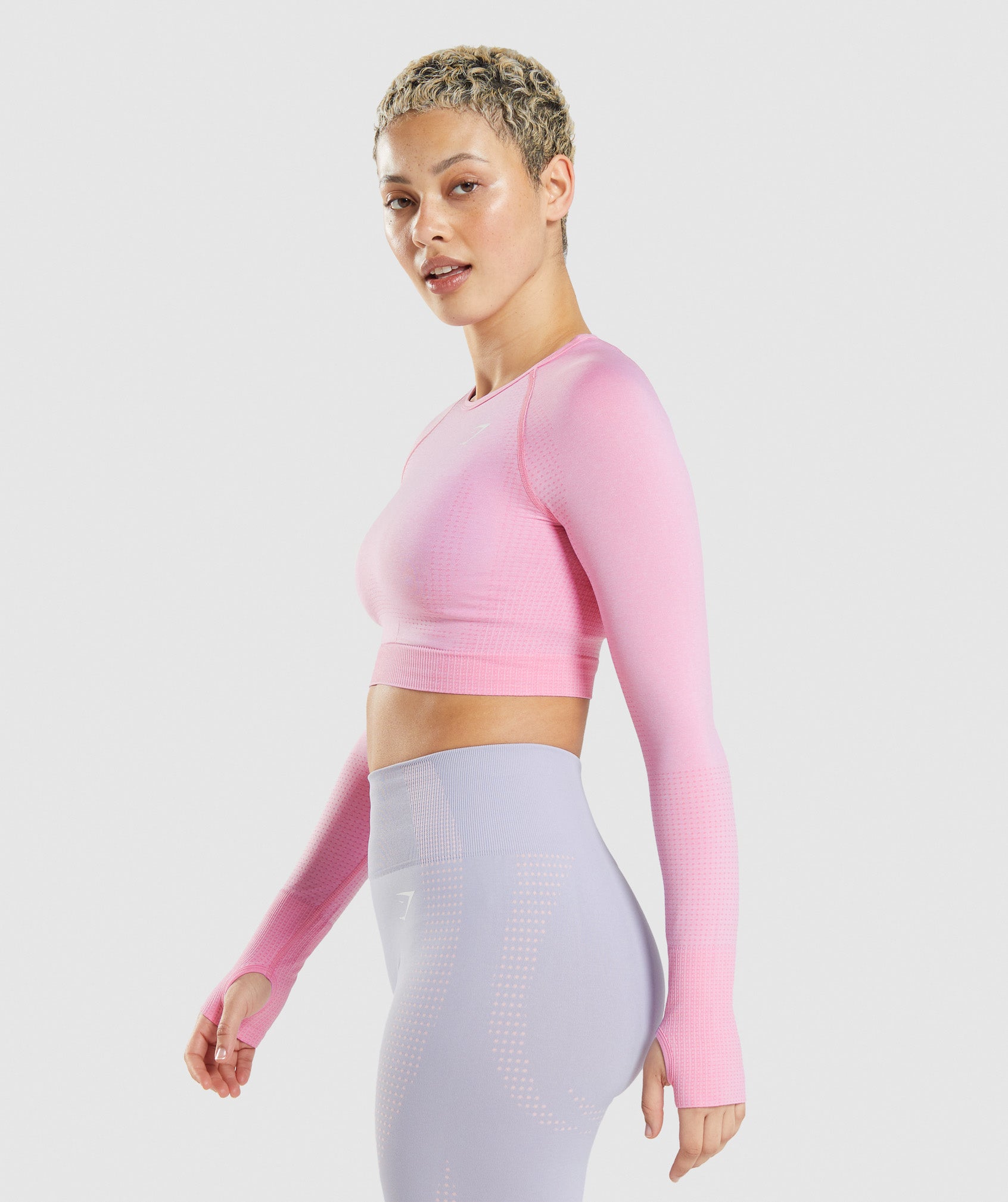 Gymshark Flex Crop Top Capri Pant Workout Set Women's Size XS Beet Pink 2  Piece