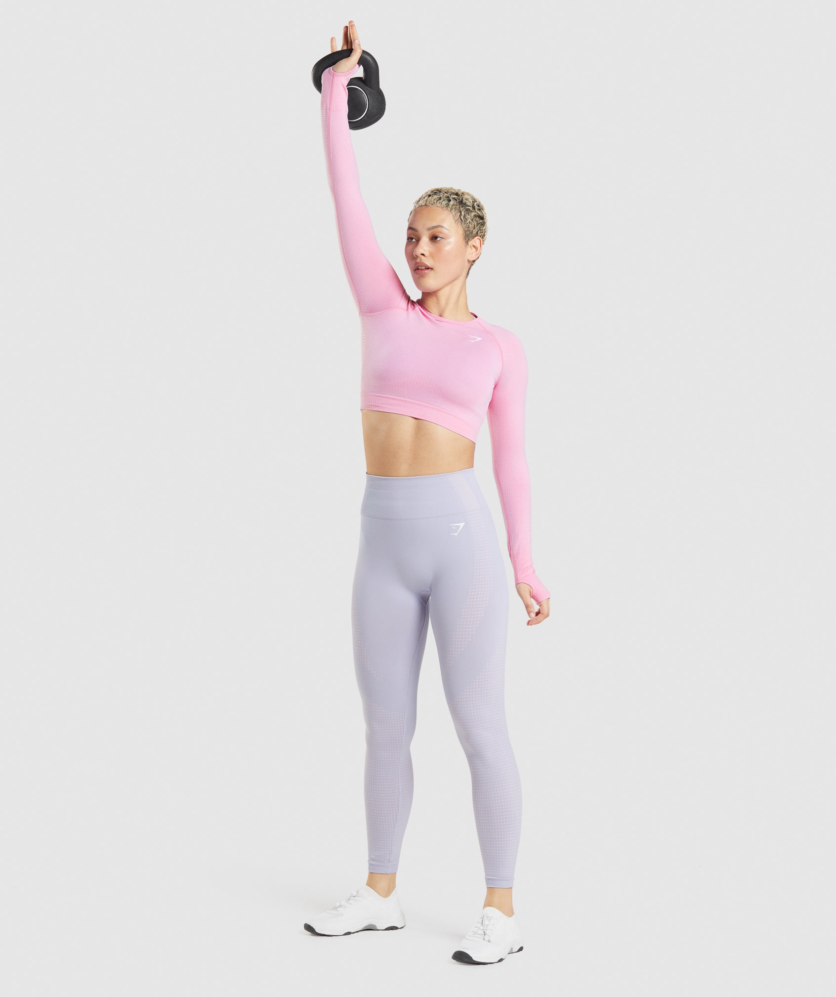 Vital Seamless 2.0 Crop Top in Sorbet Pink Marl - view 4