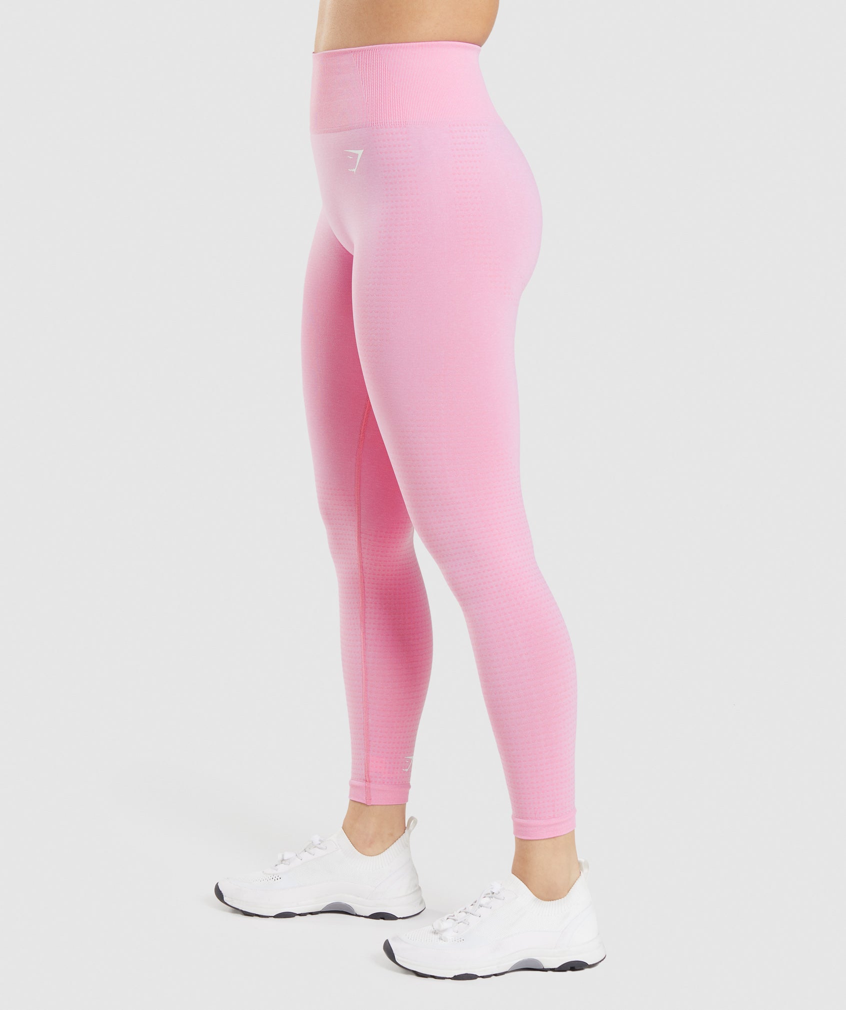 Marl Laser Cut Seamless Workout Leggings - Chafing Free - Pink