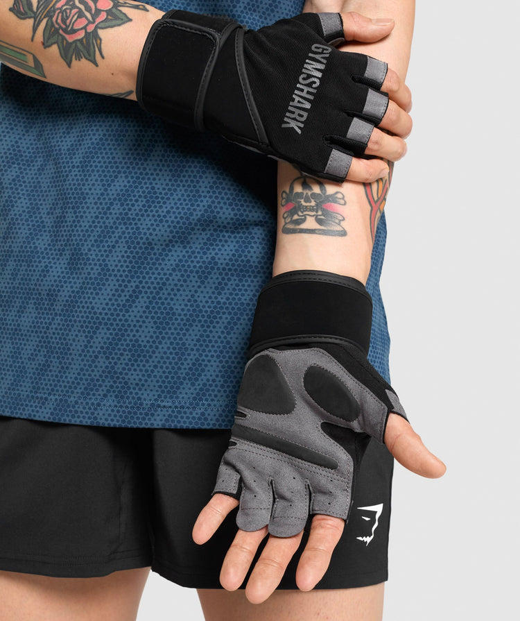 koppeling Veeg Alfabet Gymshark Wrap Lifting Gloves - Black | Gymshark