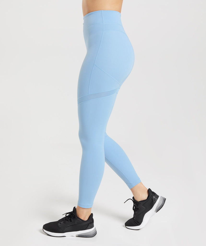 Gymshark Whitney Mesh Leggings - Goal Blue | Women's High Waisted ...