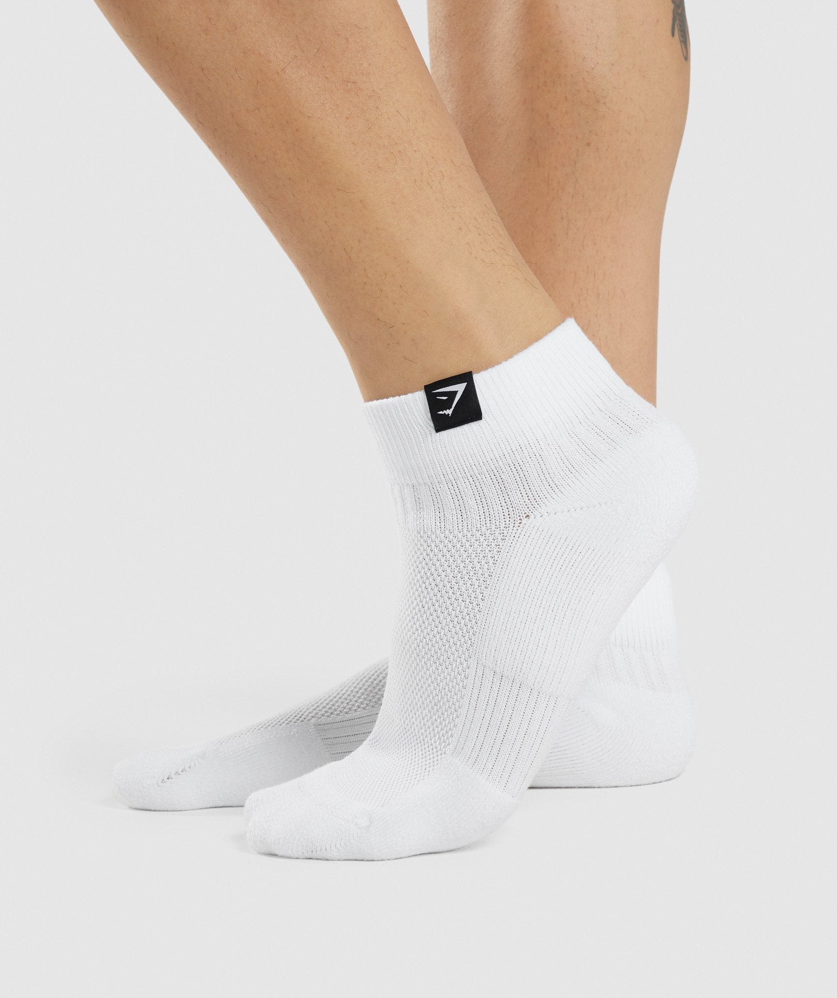 Woven Tab Sneaker Socks 3pk in White - view 2