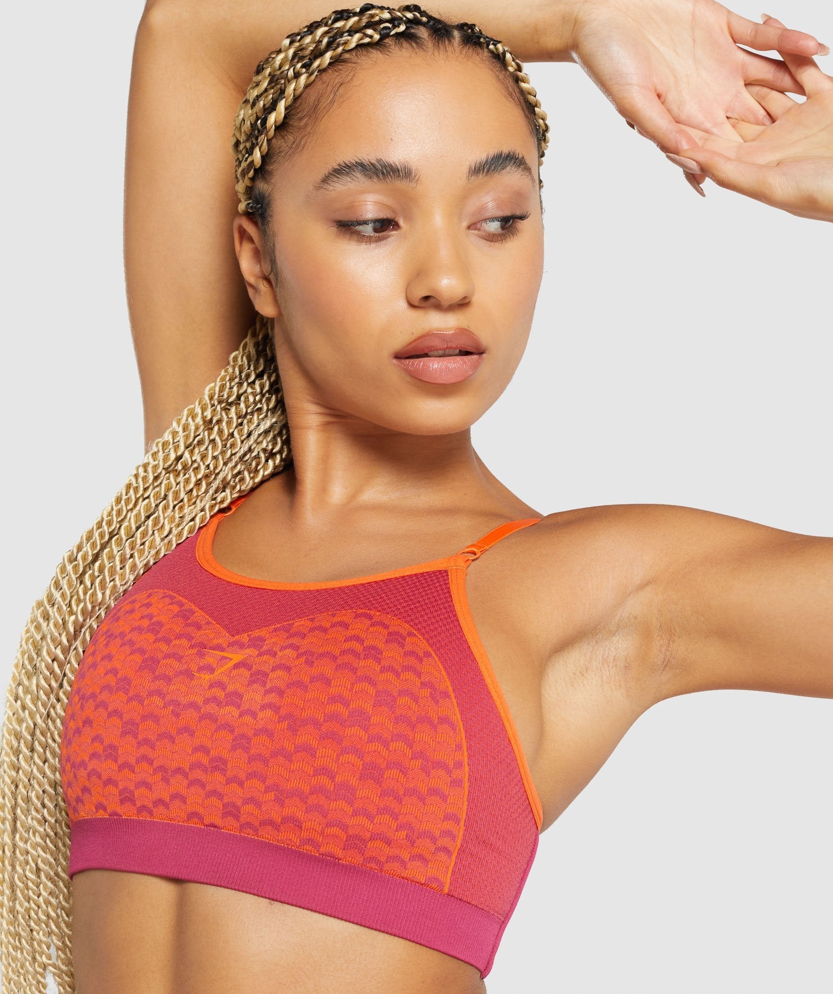 WTFlex Seamless Strappy Sports Bra in Chevron | Pink