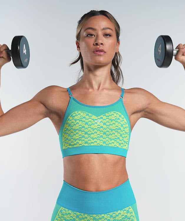 Gymshark WTFlex Seamless Strappy Sports Bra - Chevron, Blue