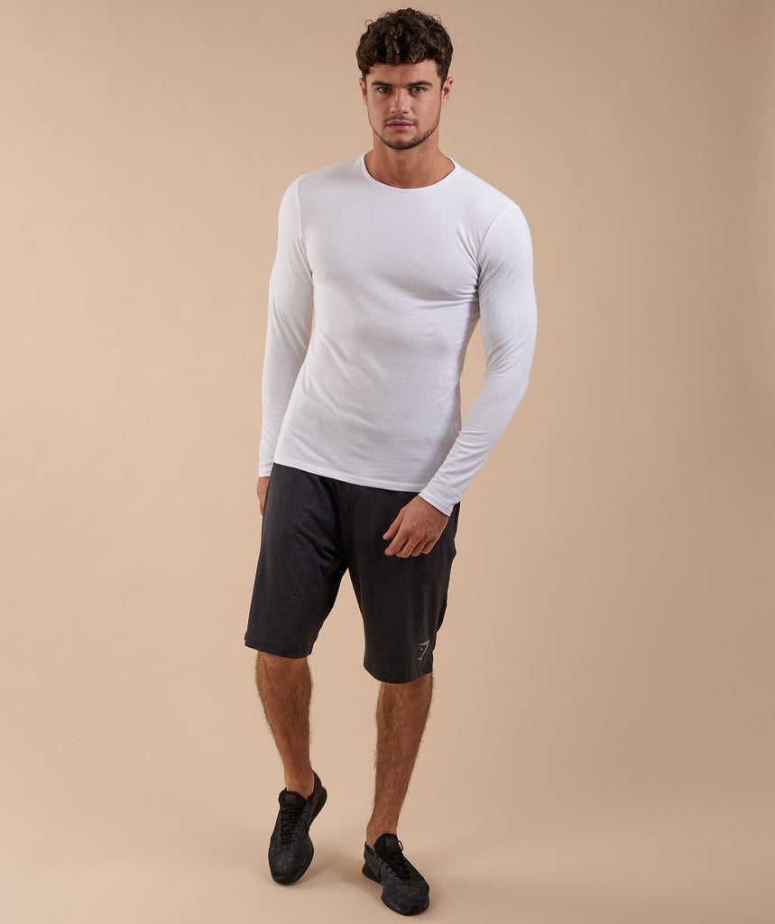 Brushed Cotton Long Sleeve T-Shirt - White 1