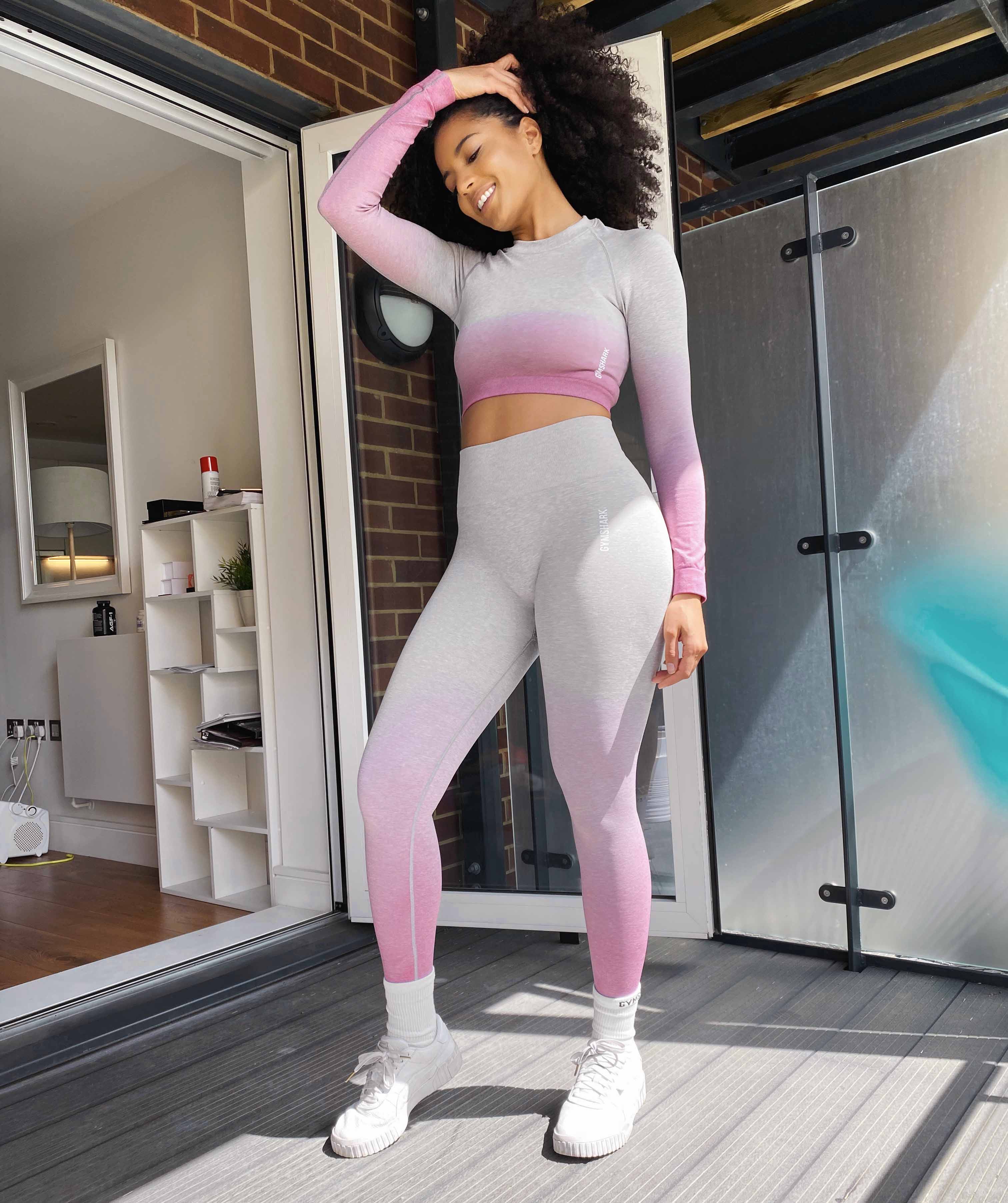 Gymshark Womens Grey Marl/Shell Pink Adapt Ombre Seamless Leggings NWT  Medium
