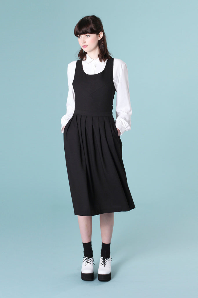 Pinafore Midi Dress Black - THE WHITEPEPPER | Pretty outfits, Fashion ...