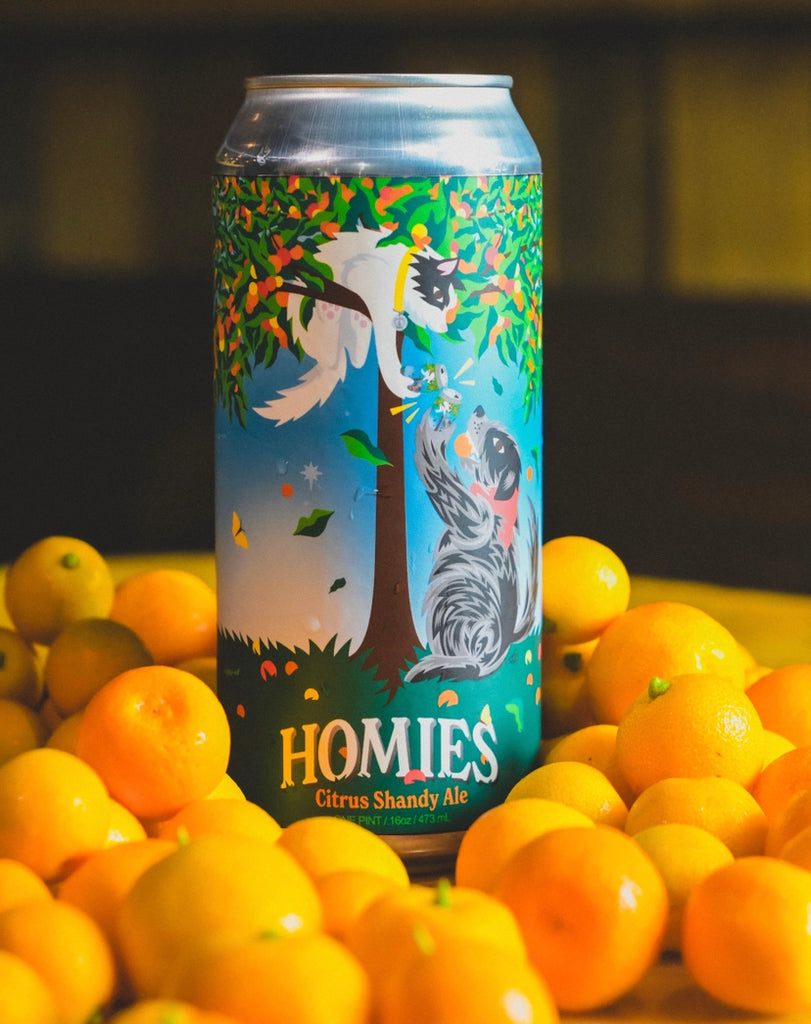 Homies Citrus Shandy Ale 16oz Can & Calamansi fruit