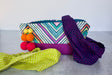Starstruck Zippered Pouch-The Blue Peony-Category_Zippered Pouch,Color_Purple,Color_Raspberry,Color_Teal,Color_White,Department_Personal Accessory,Pattern_Stripes