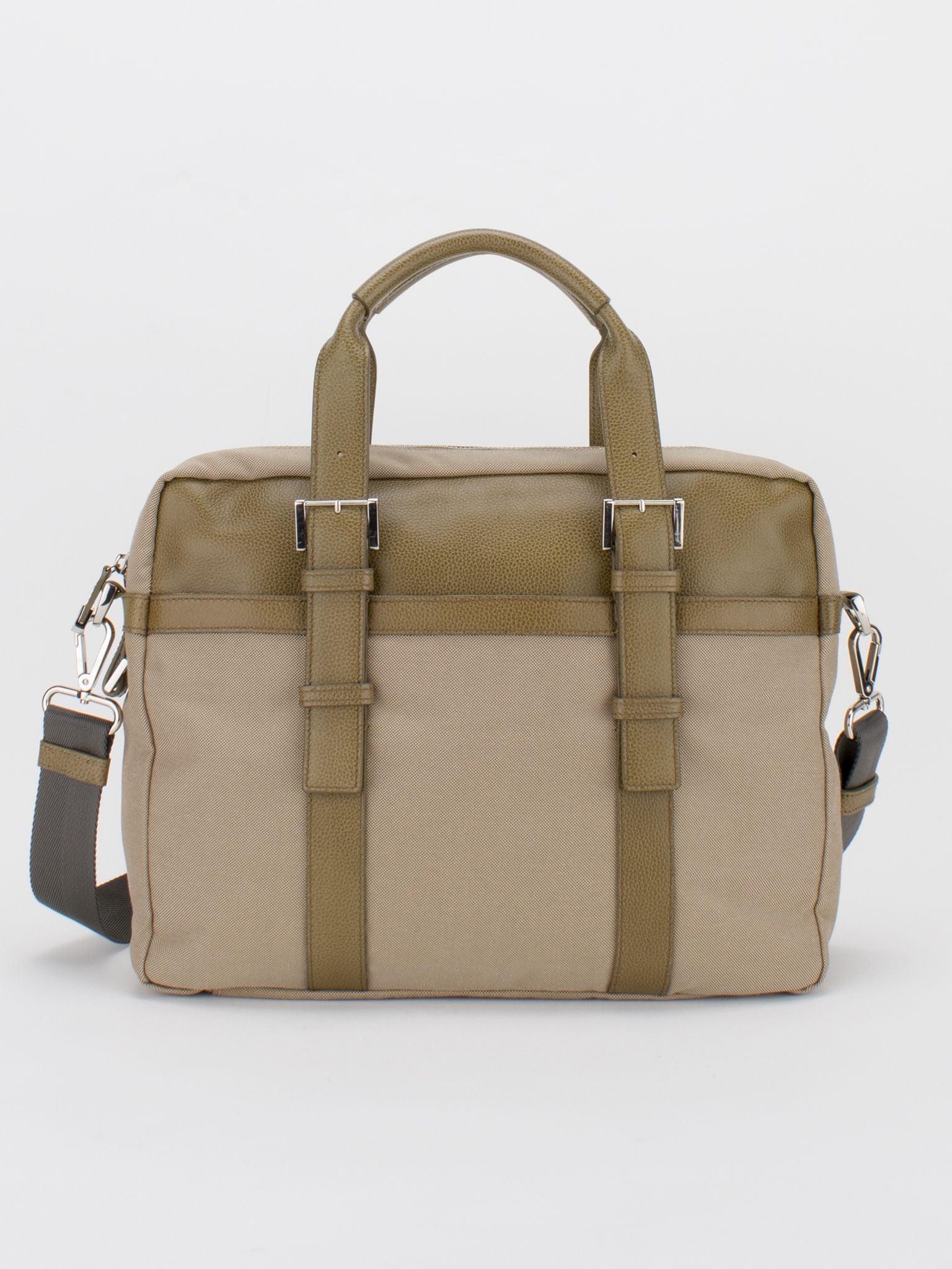 Frankie Leather Trim Canvas Briefcase - Camel - Soprano Handbags