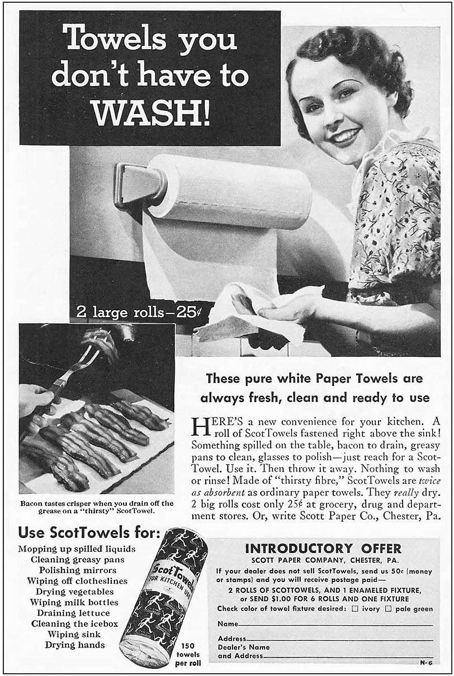 Scott Towel paper towel advertisement from 1936