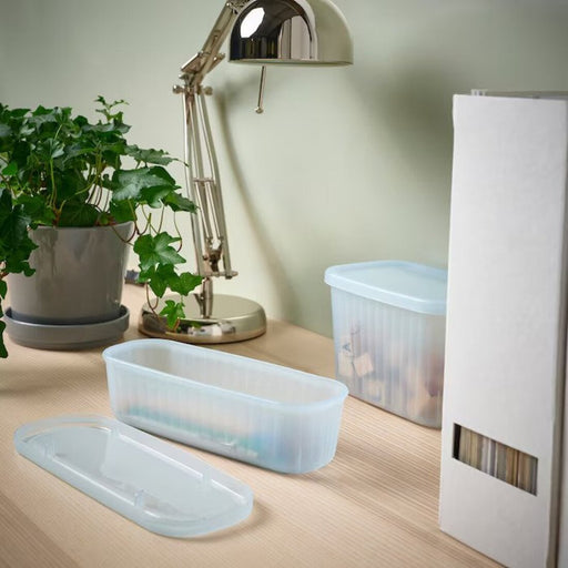 PANSARTAX Storage box with lid, transparent gray-blue, 13x13x13 - IKEA