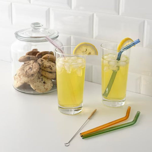 LUFTTÄT Drinking straws/brush set of 5, mixed shapes mixed colors - IKEA