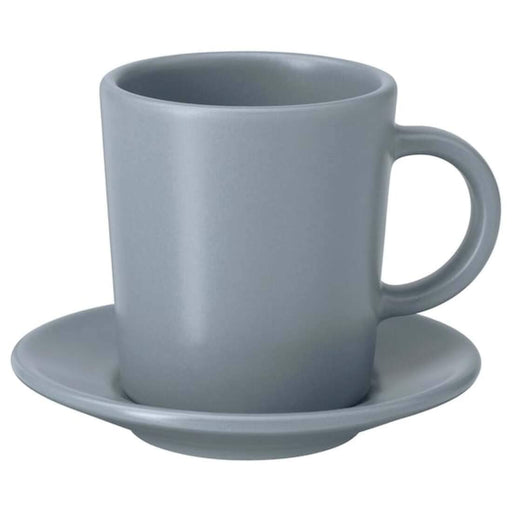 VARDAGEN Coffee cup and saucer, dark grey, 14 cl - IKEA