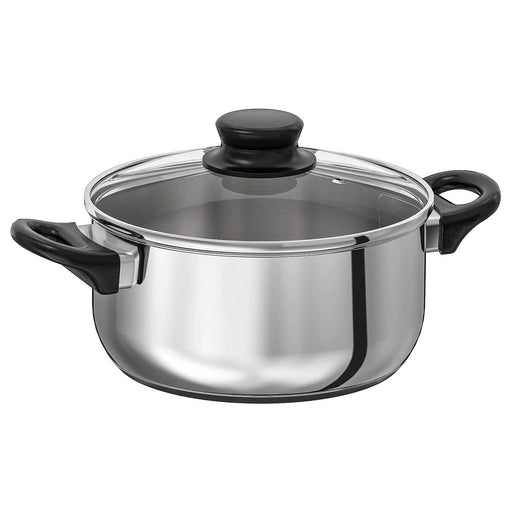 HEMKOMST Pot with lid, stainless steel/glass, 3.2 qt - IKEA