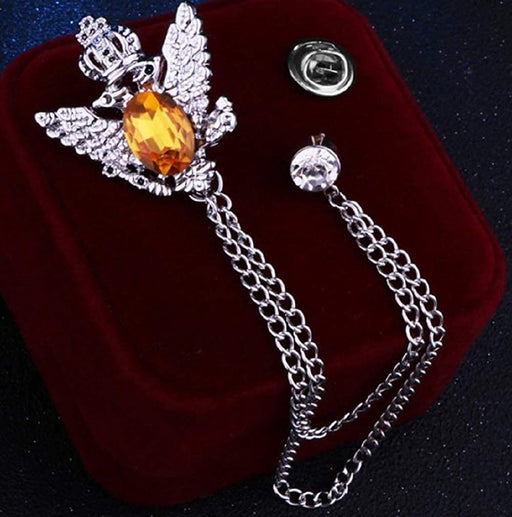 Suit Brooch with Chain Accessories Men's Brooch Angel Wing Brooch