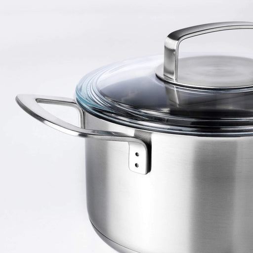 HEMKOMST Saucepan with lid, stainless steel/glass, 2.1 qt - IKEA