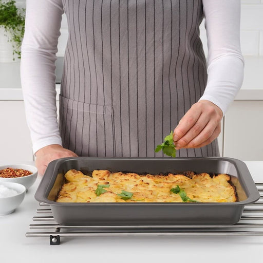 KONCIS Roasting pan with grill rack, stainless steel - IKEA