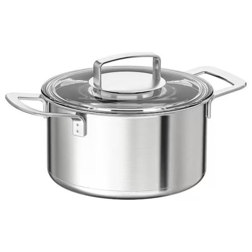 MIDDAGSMAT Pot with lid, clear glass/stainless steel, 10.6 qt - IKEA