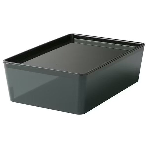 Lot of 4) Ikea KUGGIS Transparent Black Storage Box W/ Lid 5x7x3 1/4  Container