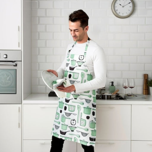 TORVFLY Oven mitt, patterned/green - IKEA