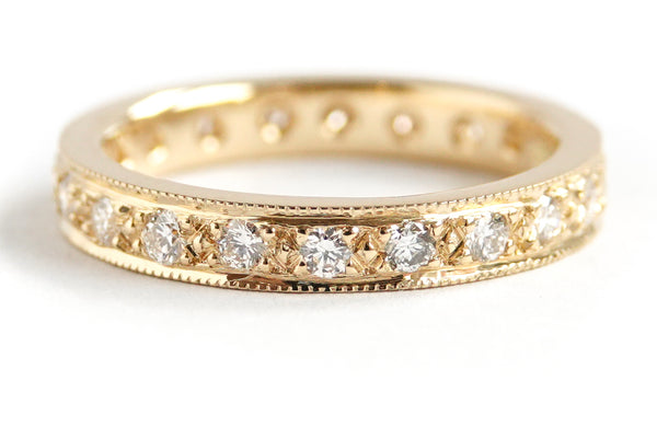 Commission an 18ct gold and diamond classic eternity ring, wedding ring, or engagement ring, handmade just for you.