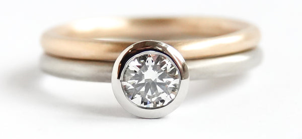 Platinum and yellow gold diamond engagement ring commission Sue Lane