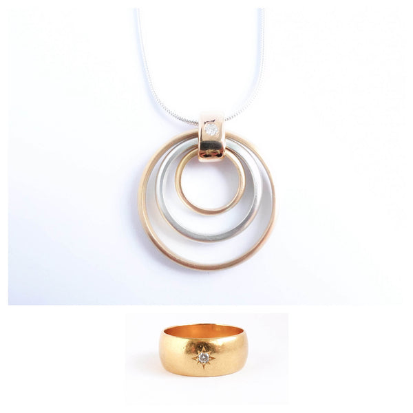 Recycling, remodelling wedding ring into necklace using your own jewellery