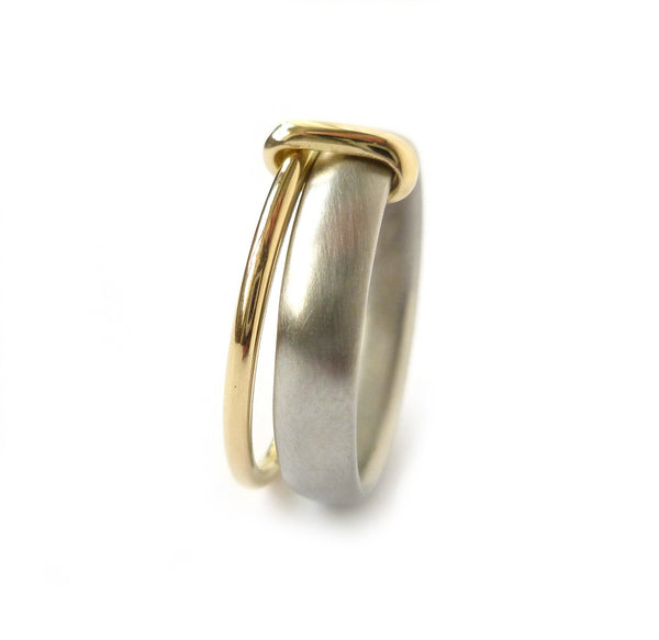 Palladium and 18k gold two band ring (pdr7)