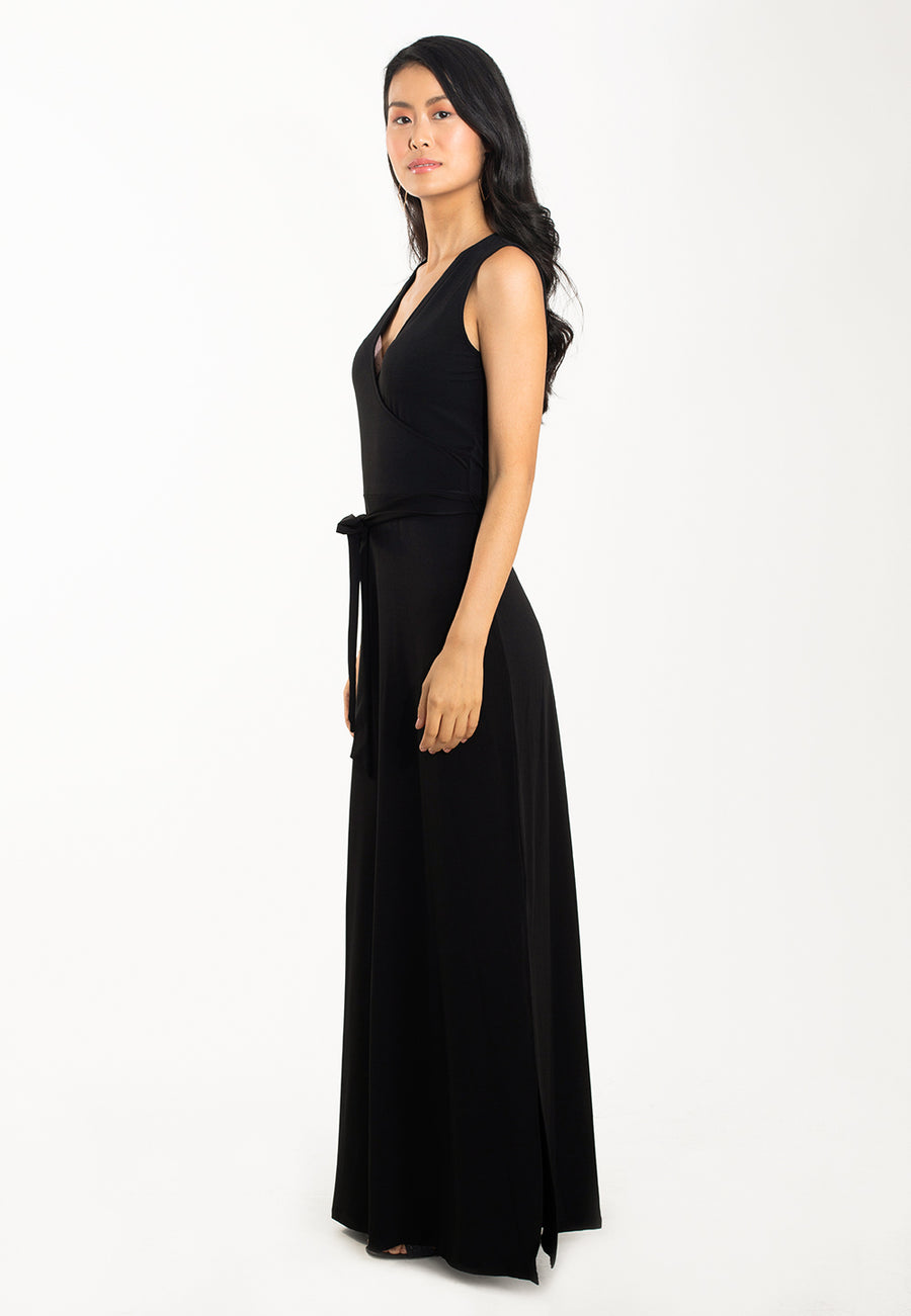 black crepe maxi dress