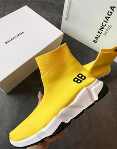 balenciaga yellow speed trainer