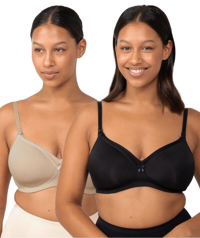 black and nude smoothing nursing t-shirt bra - 2 pack - Blooming Marvellous