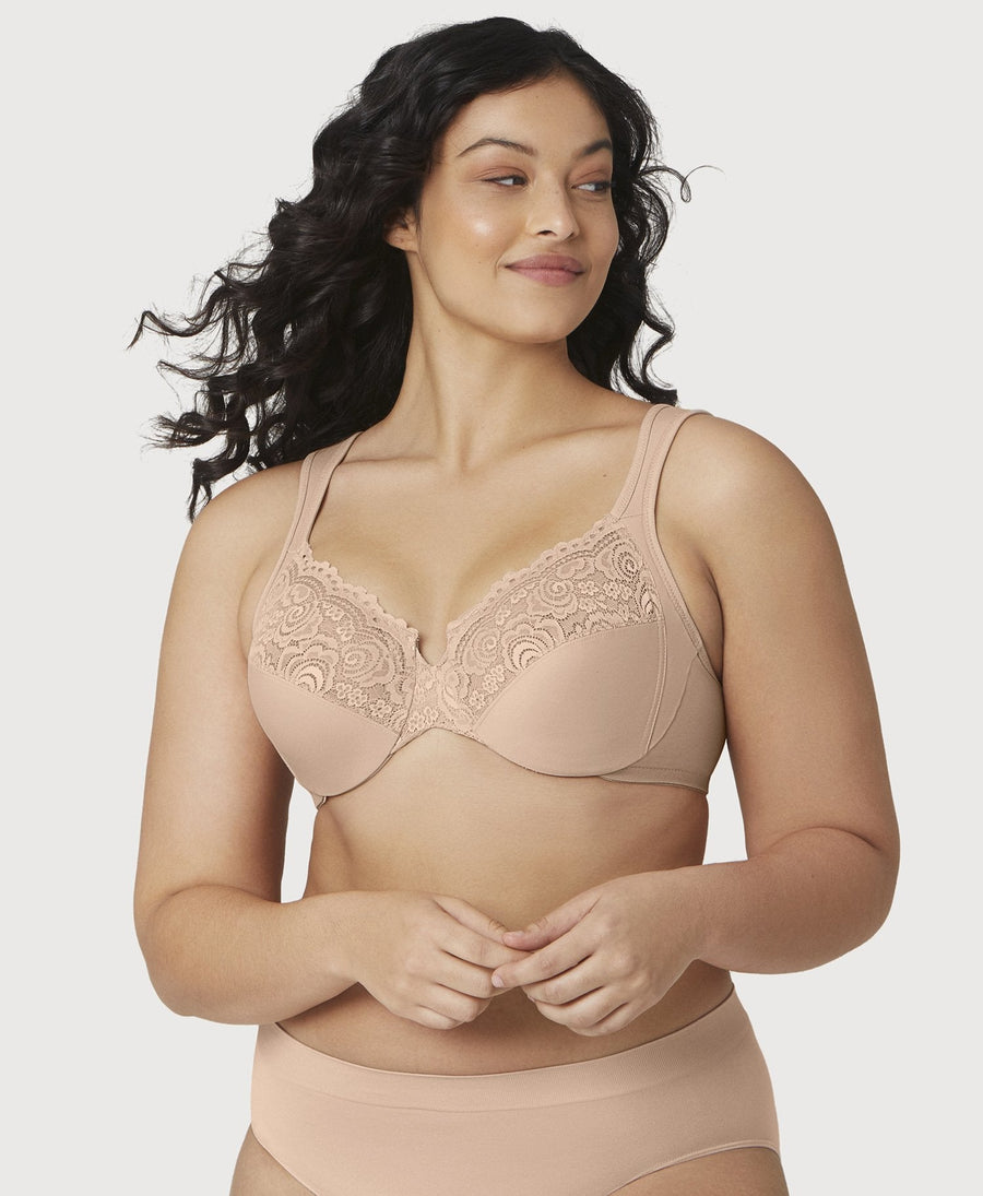 Glamorise ELEGANCE Lace Bra 50G PLUS-SIZE Wireless CUSHIONED-STRAPS White  NEW - Helia Beer Co