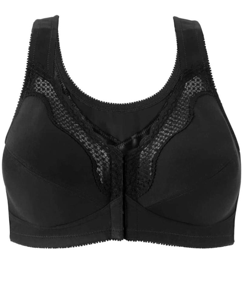 Exquisite Form Fully Front Close Wire-free Cotton Posture Bra With Lac ...